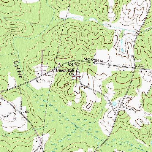 Topographic Map of Union Hill Cemetery, GA