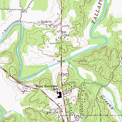 Topographic Map of Adderholds Bridge, GA