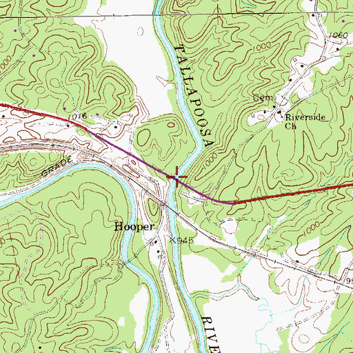 Topographic Map of Bently Bridge, GA