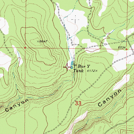 Topographic Map of T Bar Y Tank, AZ