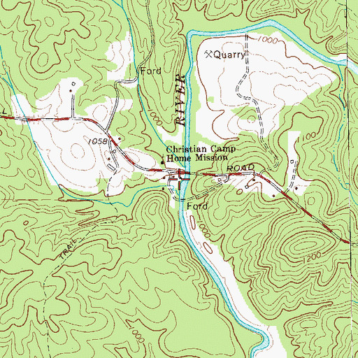 Topographic Map of Munroe Mill (historical), GA