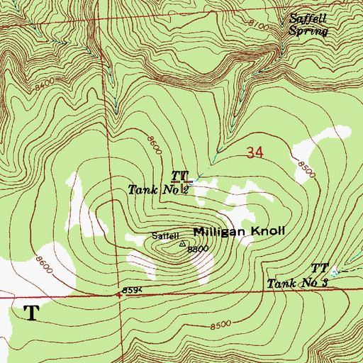 Topographic Map of T T Tank Number Two, AZ