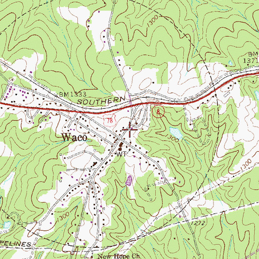 Topographic Map of Waco Post Office, GA