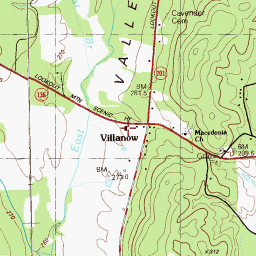 Topographic Map of Villanow Work Center, GA