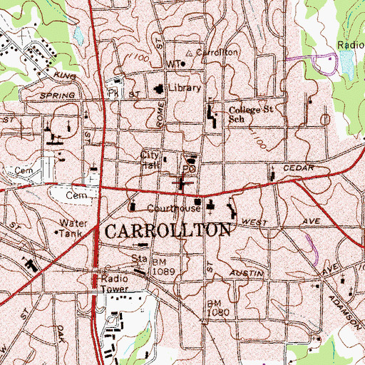 Topographic Map of First United Methodist Church, GA