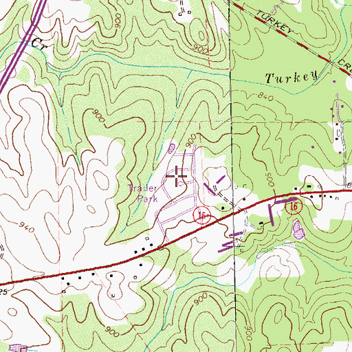 Topographic Map of Quail Hollow Mobile Home Park, GA