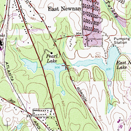 Topographic Map of Pearl Springs, GA