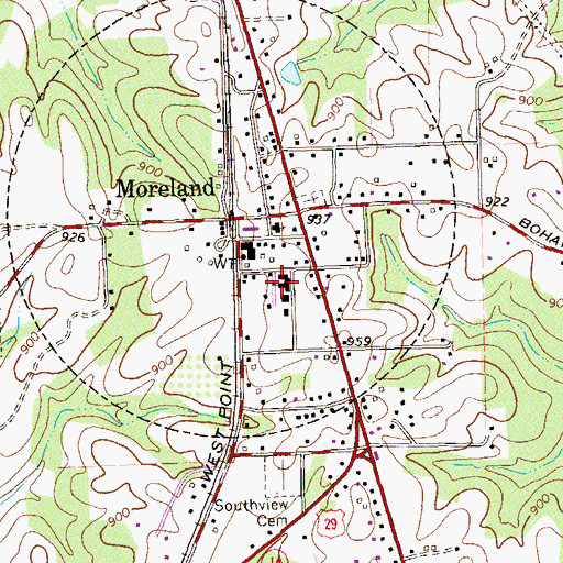 Topographic Map of Moreland Elementary School, GA