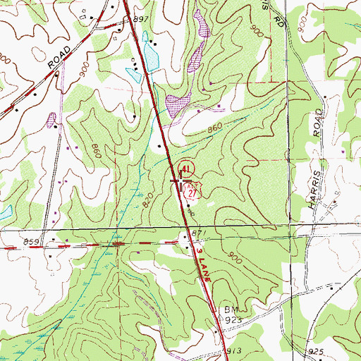 Topographic Map of Martin Cemetery, GA