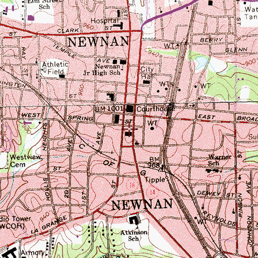 Topographic Map of First Methodist Church, GA