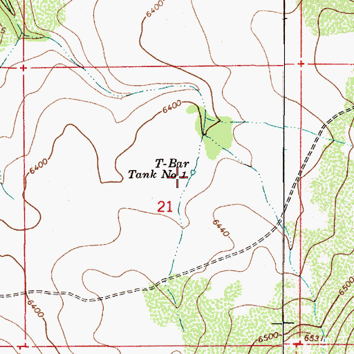 Topographic Map of T-bar Tank Number One, AZ