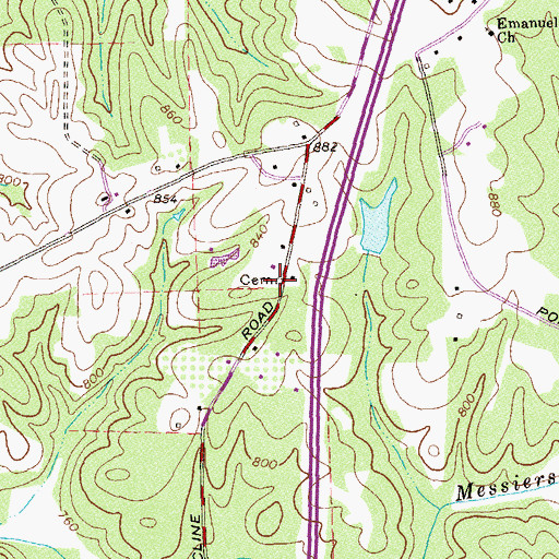 Topographic Map of Emmaus Cemetery, GA