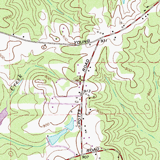 Topographic Map of Dodds Cemetery, GA