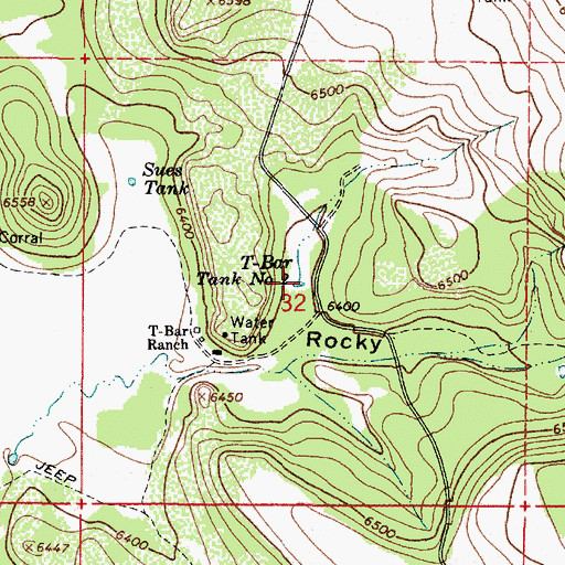 Topographic Map of T-bar Tank Number Two, AZ