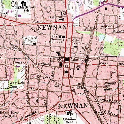 Topographic Map of Central Baptist Church, GA