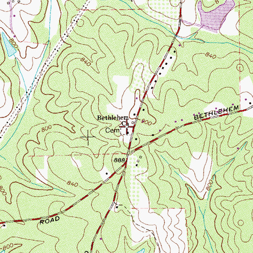 Topographic Map of Bethlehem Cemetery, GA