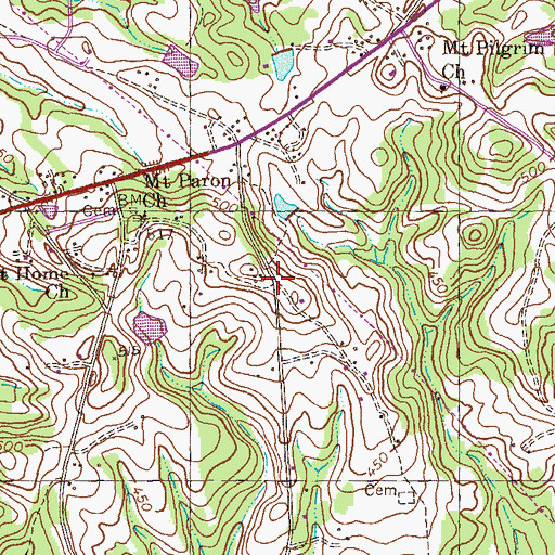Topographic Map of Box Springs Church, GA