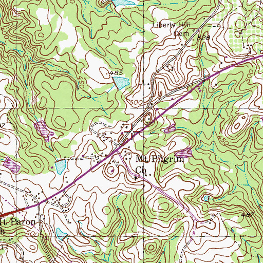 Topographic Map of Box Springs Post Office, GA