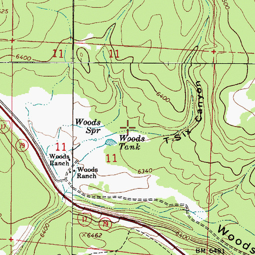 Topographic Map of T-Six Canyon, AZ