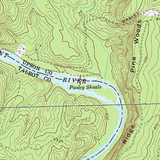 Topographic Map of Jacks Ferry (historical), GA
