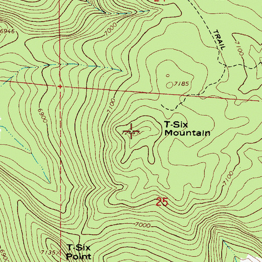 Topographic Map of T-Six Mountain, AZ