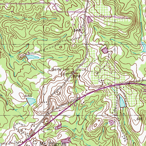 Topographic Map of Liberty Hill Baptist Church (historical), GA