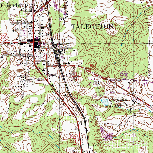 Topographic Map of Oak Hill Cemetery, GA