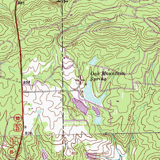 Topographic Map of Oak Mountain Spring (historical), GA