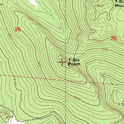Topographic Map of T-Six Point, AZ