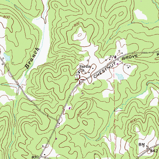 Topographic Map of Sardis, GA