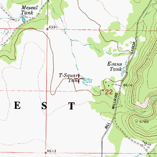 Topographic Map of T-Square Tank, AZ