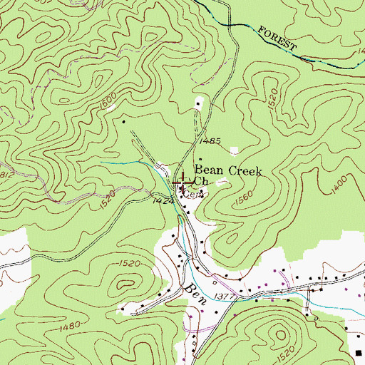 Topographic Map of Bean Creek Missionary Baptist Cemetery, GA