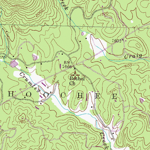 Topographic Map of Bethel Cemetery, GA