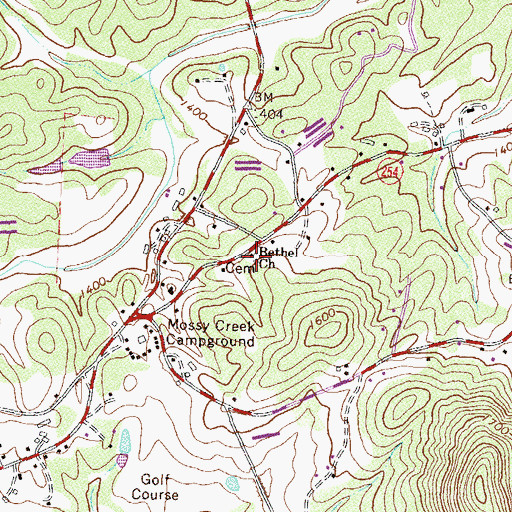 Topographic Map of Bethel Cemetery, GA