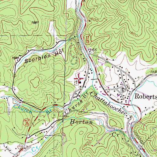 Topographic Map of Chattahoochee Methodist Cemetery, GA
