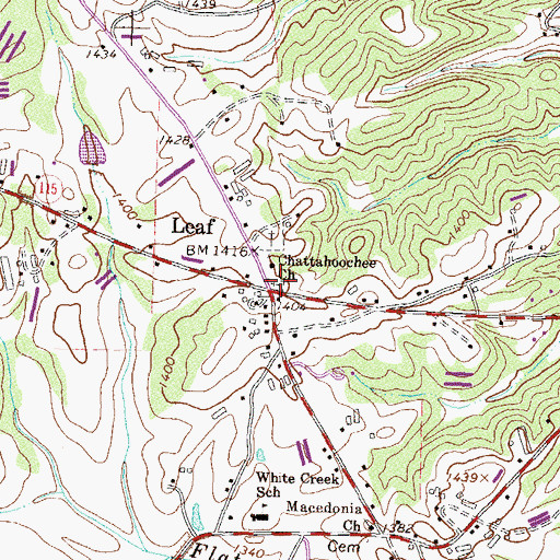 Topographic Map of Chattahoochee Cemetery Number One, GA