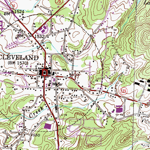 Topographic Map of Cleveland Cemetery, GA