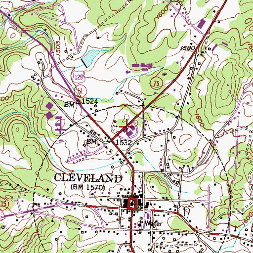Topographic Map of Cleveland Post Office, GA