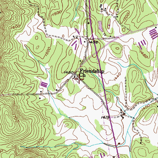 Topographic Map of Friendship Cemetery, GA