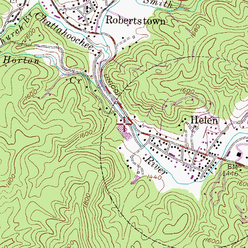 Topographic Map of Helen School, GA