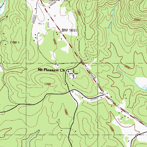 Topographic Map of Mount Pleasant Methodist Cemetery, GA