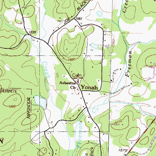 Topographic Map of Mount Yonah Cemetery, GA