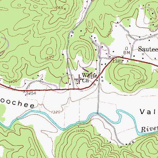 Topographic Map of Nacoochee Methodist Cemetery, GA