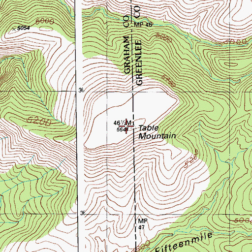 Topographic Map of Table Mountain, AZ