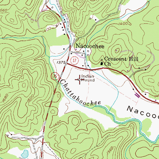 Topographic Map of Nacoochee Indian Mound, GA