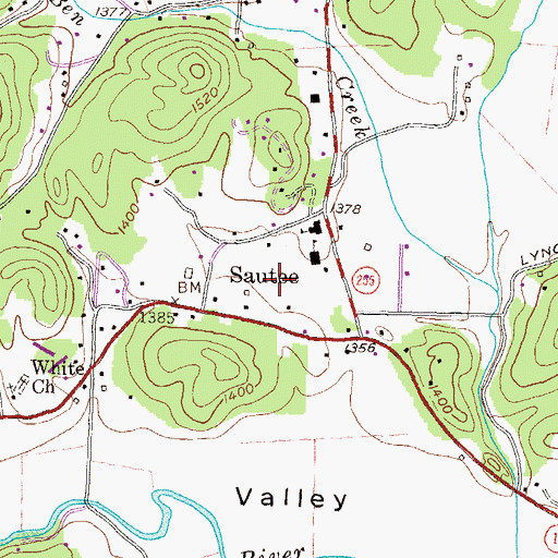 Topographic Map of Sautee Valley Historic District, GA