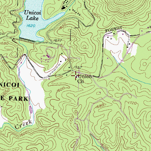 Topographic Map of Union Baptist Cemetery, GA