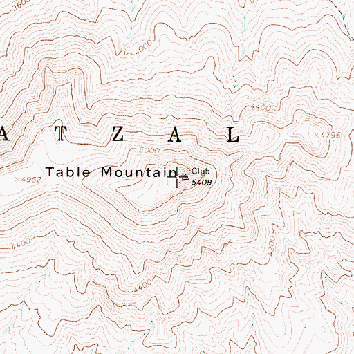 Topographic Map of Table Mountain, AZ