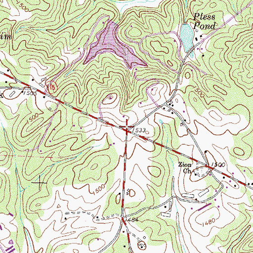 Topographic Map of Zion Church, GA