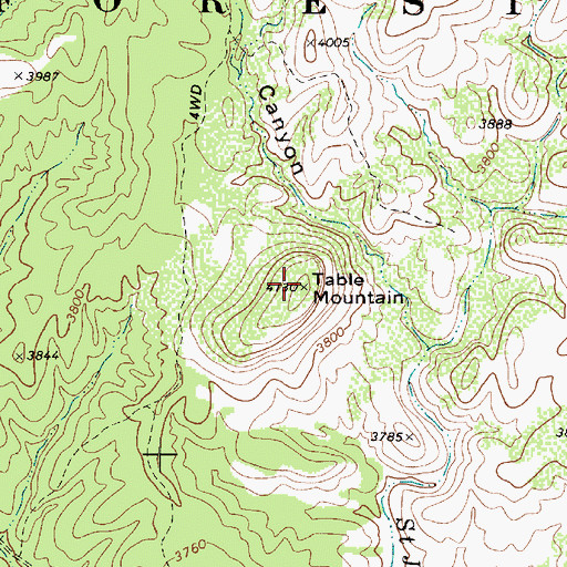 Topographic Map of Table Mountain, AZ